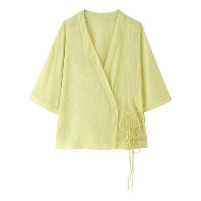 Chic Women's Wrap Blouse with Decorative Tie