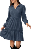 Chic Women's Ruffle Dress with Button Placket