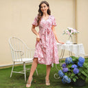 Floral Wrap Dress with Waist Belt for Women
