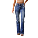 High-Waisted Women's Flared Jeans with Chic Distressed Style