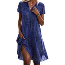 Button Closure Asymmetrical Hem Women's Dress