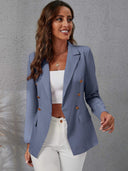 Chic Double Button Blazer with Side Pockets