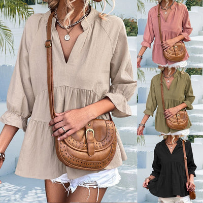 Chic Women's Blouse with Ruffle Accents
