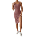 Women's Stylish Figure-Fitting Strap Dress with Side Slit