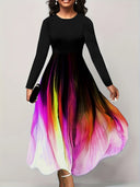 Chic Maxi Dress with Gradient Design and Long Sleeves