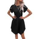 Chic Women's Dress with Elastic Waist & Decorative Sleeves