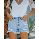 Chic High-Waist Denim Shorts with Trendy Fringes
