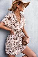 Trendy Zebra Print Women's Short Sleeve Dress with Belt