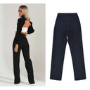 Trendy High-Waisted Ripped Jeans with Fringes for Women