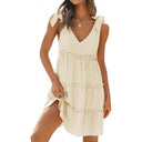 Chic V-Neck Ruffle Dress with Adjustable Straps