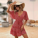 Chic Ruffled Short Dress with Wide Sleeves