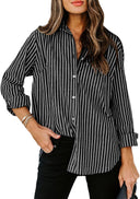 Women's Striped Blouse with Classic Collar Style