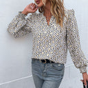 Chic Ruffle Detail Blouse with Unique Pattern