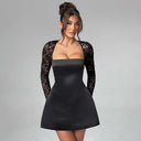 Chic Women's Dress with Lace Sleeves