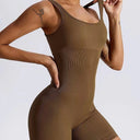 Ribbed Texture Women's Figure-Hugging Sports Bodysuit