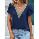 Lace-Accented Women's Blouse with Stylish Puff Sleeves