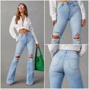 High-Waisted Flared Ripped Jeans for Women