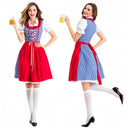 Traditional Check Pattern Dirndl Dress with Apron