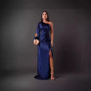 Chic Women's Asymmetrical Evening Dress with Pleats