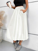 Chic Women's Midi Skirt in Flowing Fabric