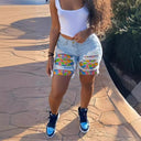 Trendy Women's Denim Shorts with Vibrant Fringe Design