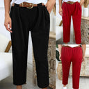 Chic High-Waist Pants with Pleat Design and Belt