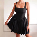 Chic Square Neckline Cocktail Dress with Flared Skirt