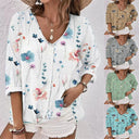 Floral Print Women's Blouse with Stylish Button Accents