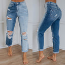 Women's High-Waist Distressed Jeans