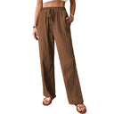 Women's Elastic Waistband Pants with Side Pockets