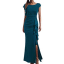 Chic Maxi Dress with Ruffles & Side Slit