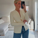 Asymmetrical Blazer Jacket with Unique Button Design