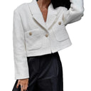 Chic Cropped Blazer with Textured Fabric and Stylish Button Accents