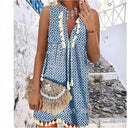 Floral Print Beach Dress with Fringe Accents