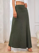 High Waist Maxi Skirt in Stretch Fabric for Women