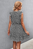 Ruffled Women's Dress with Adjustable Waist Drawstring