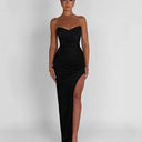 Chic Off-Shoulder Wrap Dress with High Slit