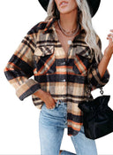 Chic Women's Checkered Blouse with Patch Pockets