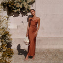 Chic Asymmetrical Evening Dress with Silky Finish