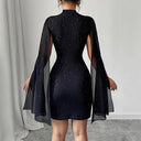 Chic Hooded Mini Dress with Shimmering Finish