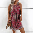 Playful Boho Pattern Midi Dress for Women