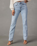 Chic Women's High-Waist Jeans with Frayed Hem