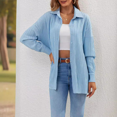 Textured Long Sleeve Women's Blouse