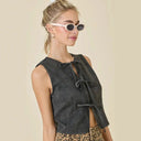 Adjustable Women's Denim Blouse with Relaxed Fit