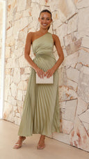 Chic Asymmetrical Women's Maxi Dress with Draped Elegance