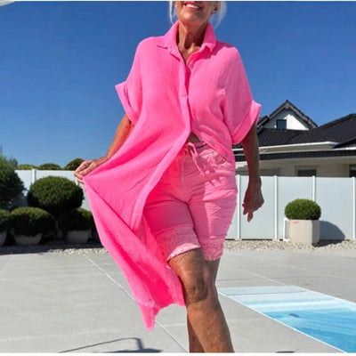 Women's Cotton Button-Up Beach Cover-Up