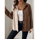 Chic Women's Cord Blouse in Trendy Color Block