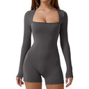 Square Neck Long Sleeve Bodysuit for Women