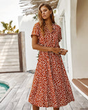 Modern Dots Short Sleeve Dress with Waist Tie