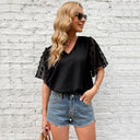 Chic Women's V-Neck Blouse with Ruffle Accents
